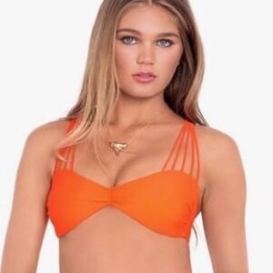 Luli Fama Women's Verano De‎ Rumba Multi Cross Strap Bra Bikini Top, Flame M